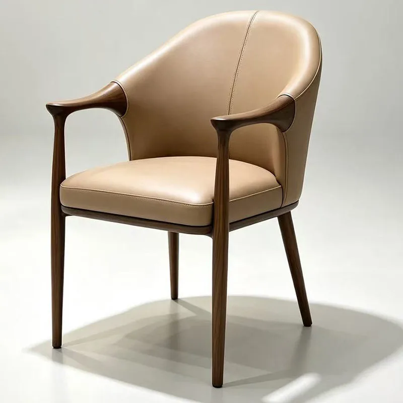 JP Modern Solid Wood Dining Chair Upholstered Faux