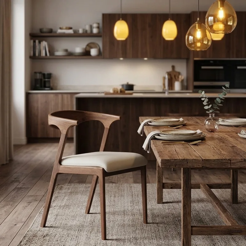 JP Modern Solid Wood Dining Chairs for Home Use