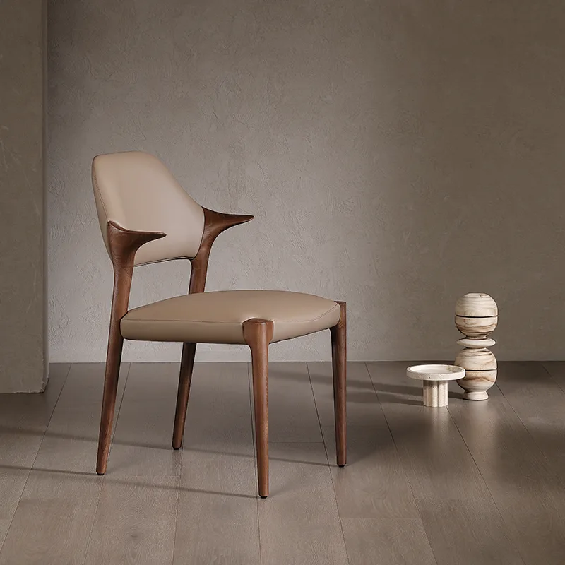 JP Modern Wooden Leather Dining Chairs Living