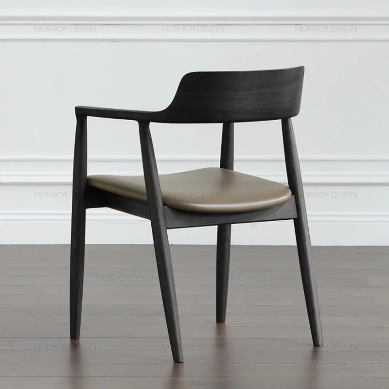 JP Nordic Black Solid Wood Dining Chair Hiroshima Ash