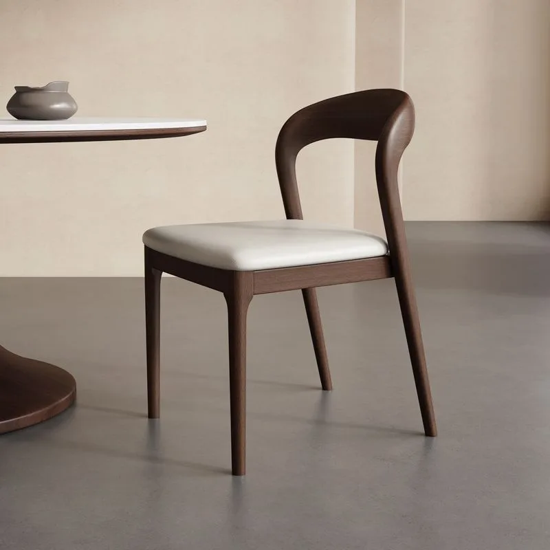 JP Nordic Modern Minimalist Solid Wood Leather Seat