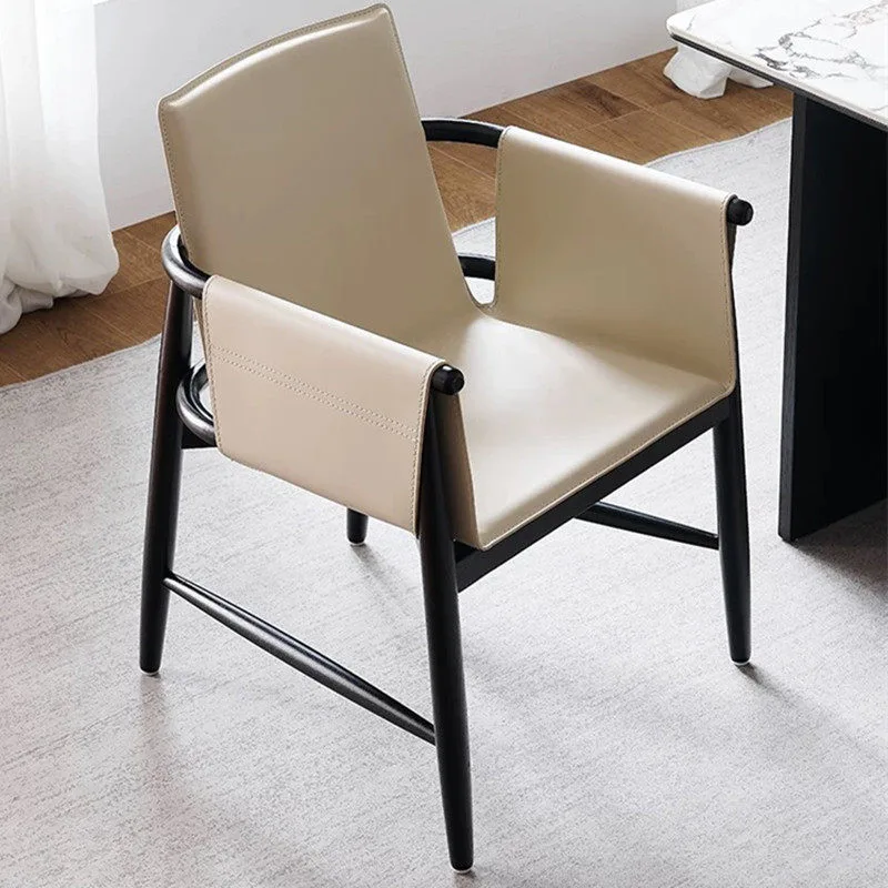 JP Saddle Leather Solid Wood Dining Chair photo 3
