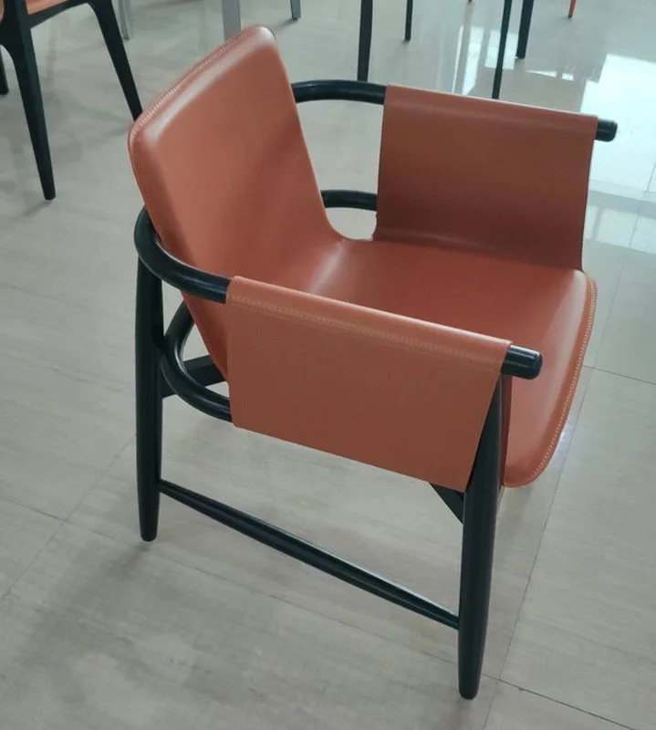 JP Saddle Leather Solid Wood Dining Chair