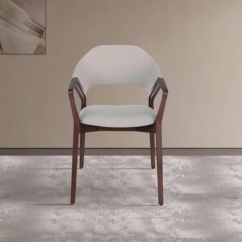 JP Solid Wood Armrest Dining Chairs Leather photo 2