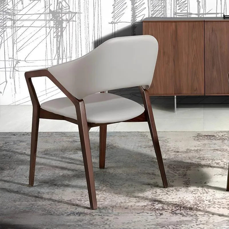 JP Solid Wood Armrest Dining Chairs Leather photo 3