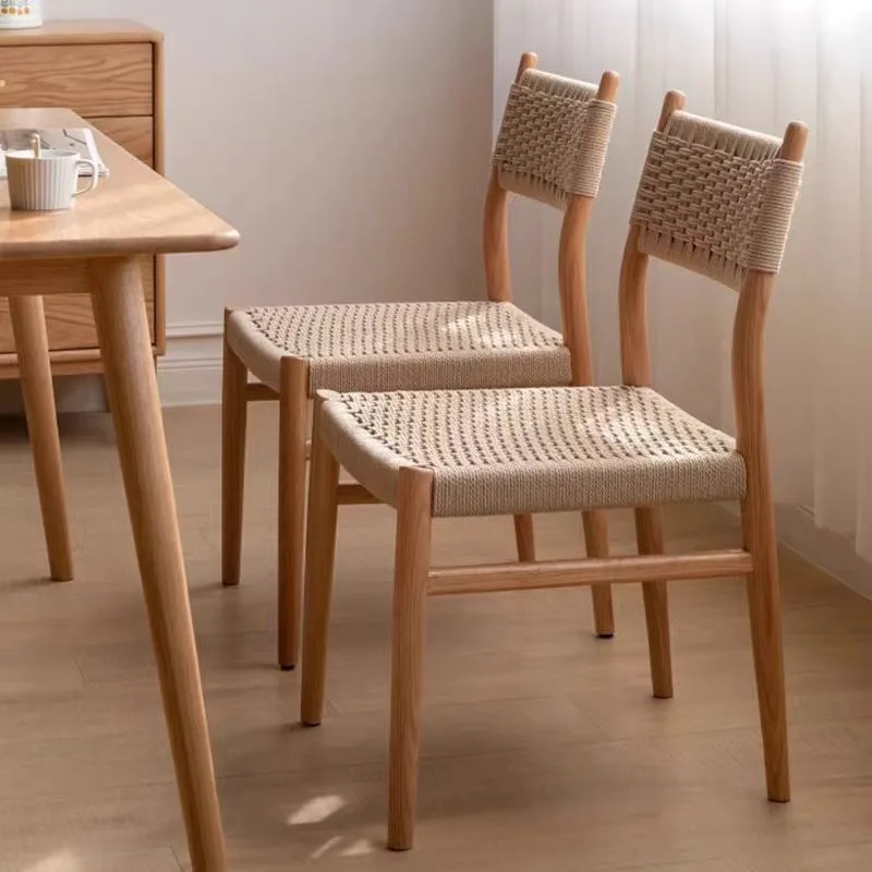 JP Solid Wood Dining Chair Simple Rope