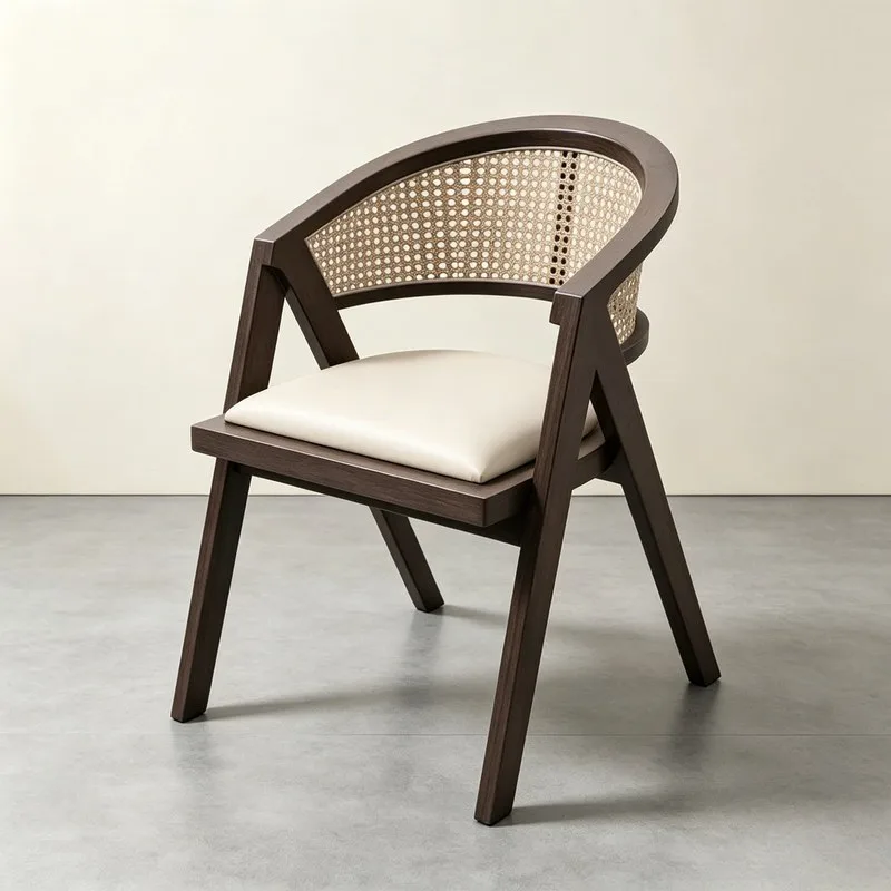 JP Solid Wood Rattan and Fabric Single photo 2
