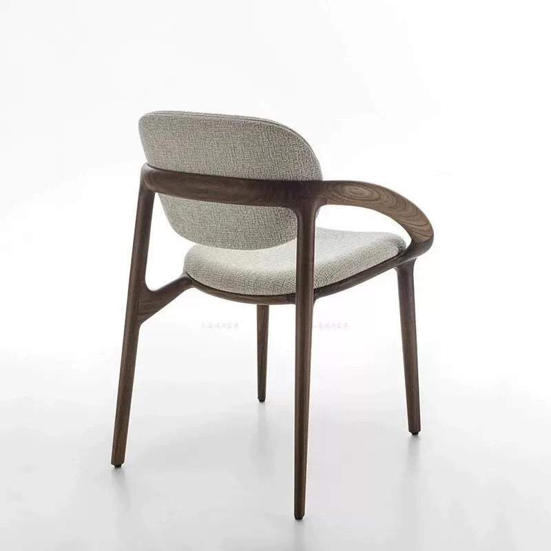JP Walnut Solid Wood Chair,Linen Fabric Dining Chair,Nordic photo 2