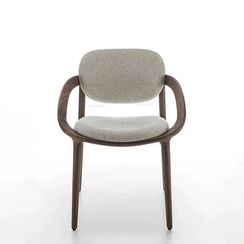 JP Walnut Solid Wood Chair,Linen Fabric Dining Chair,Nordic photo 3