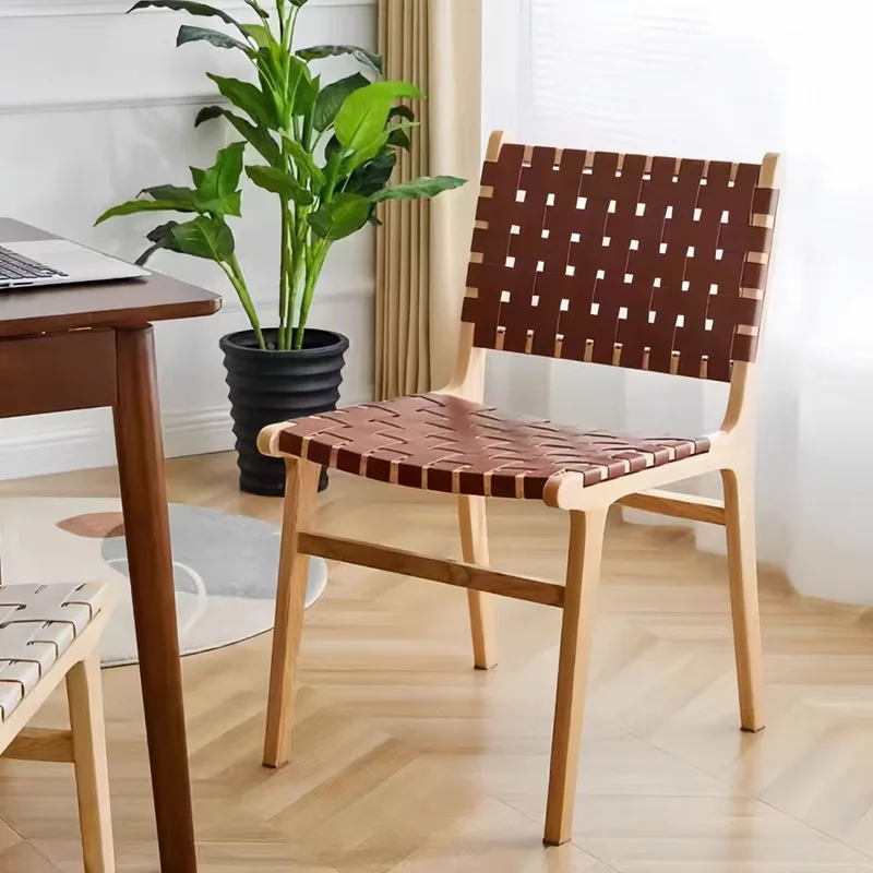 JP Woven Rope Leather Rattan Dining Chair photo 3