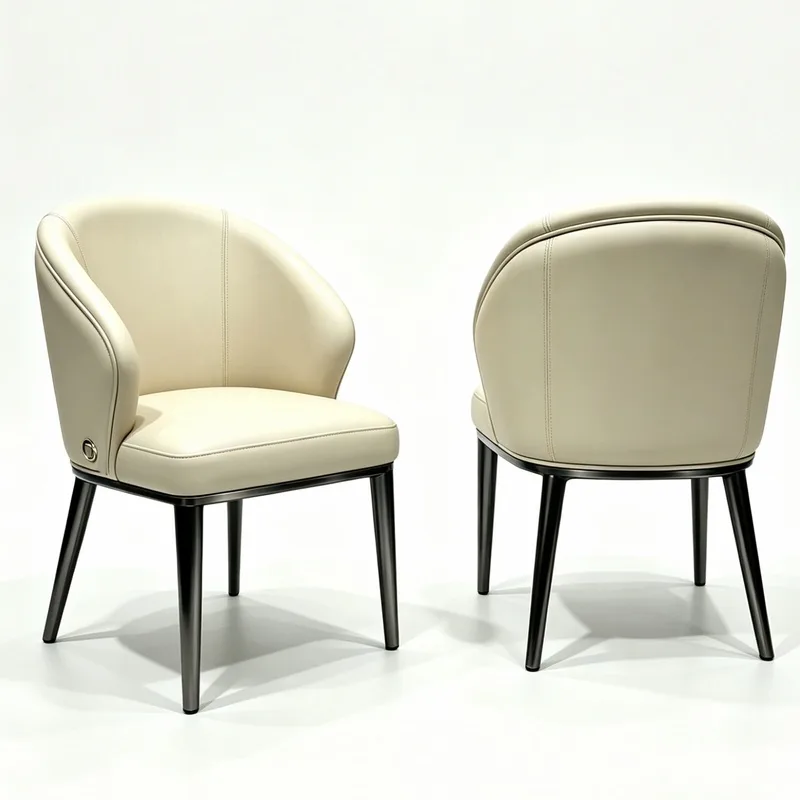 JP Minimalist Chair Metal Leather Dining Chair photo 3